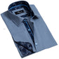 Blue Mens Slim Fit French Cuff Shirts With Cufflink Holes - Casual And