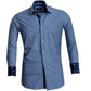Blue Mens Slim Fit French Cuff Shirts With Cufflink Holes - Casual And