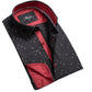 Black And Red Mens Slim Fit French Cuff Shirts with Cufflink Holes -