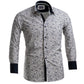 Light Grey Floral Mens Slim Fit French Cuff Shirts with Cufflink Holes