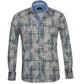 Beige Blue Paisley Mens Slim Fit Designer French Cuff Shirt - tailored