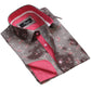 Brown Floral Sheen Mens Slim Fit French Cuff Shirts with Cufflink