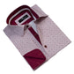 Burgandy And White Polka Dots Mens Slim Fit Designer French Cuff Shirt