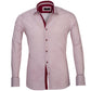 Burgandy And White Polka Dots Mens Slim Fit Designer French Cuff Shirt