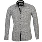 Dark Grey Floral Mens Slim Fit French Cuff Shirts with Cufflink Holes