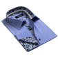 Denim Blue Mens Slim Fit French Cuff Shirts with Cufflink Holes -