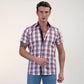 Red Black White Checkered Mens Short Sleeve Button up Shirts -