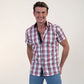 Red Black White Checkered Mens Short Sleeve Button up Shirts -