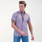Grayish Blue Mens Short Sleeve Button up Shirts - Tailored Slim Fit