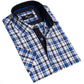 Blue & White Checkered Mens Short Sleeve Button up Shirts - Tailored
