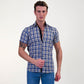 Blue & White Checkered Mens Short Sleeve Button up Shirts - Tailored