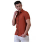 Orange / Reddish Mens Short Sleeve Button up Shirts - Tailored Slim