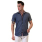 Dark Blue Mens Short Sleeve Button up Shirts - Tailored Slim Fit