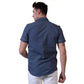 Dark Blue Mens Short Sleeve Button up Shirts - Tailored Slim Fit