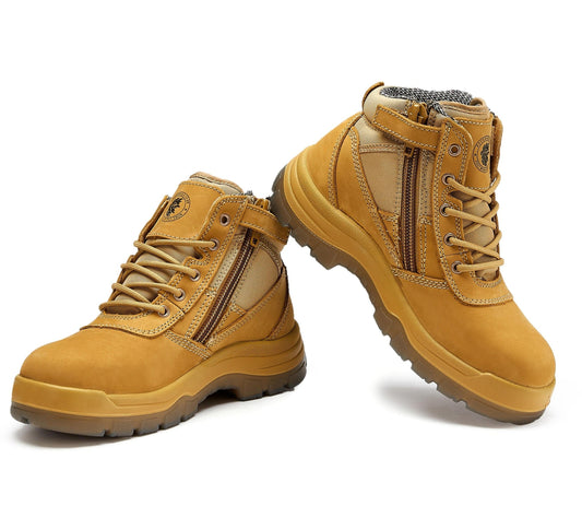 ROCKROOSTER Cortez Tan 6 Inch Zip-sided Steel toecap Leather Work