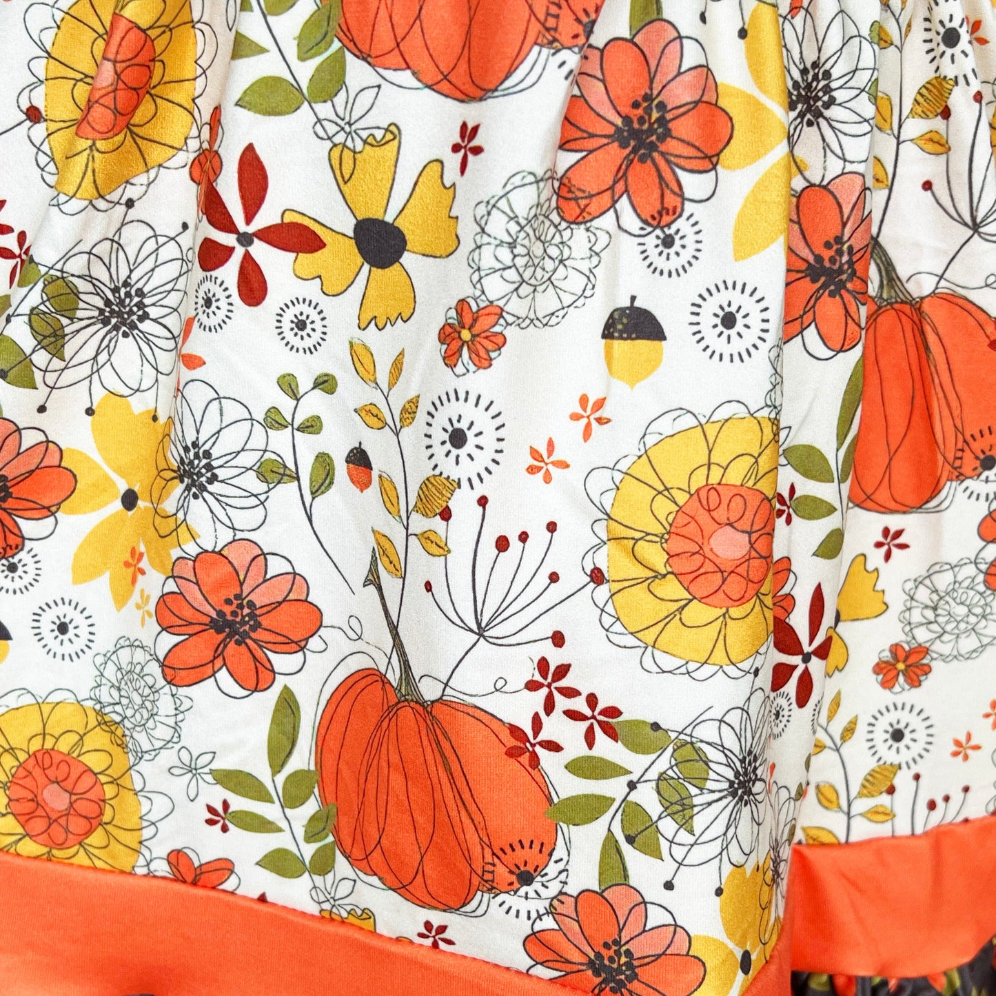 Toddler Girls Autumn Pumpkin Floral Cotton Knit Fall Long Sleeve Dress