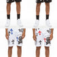 Bejewelled Chrome Skull Shorts EMS4107