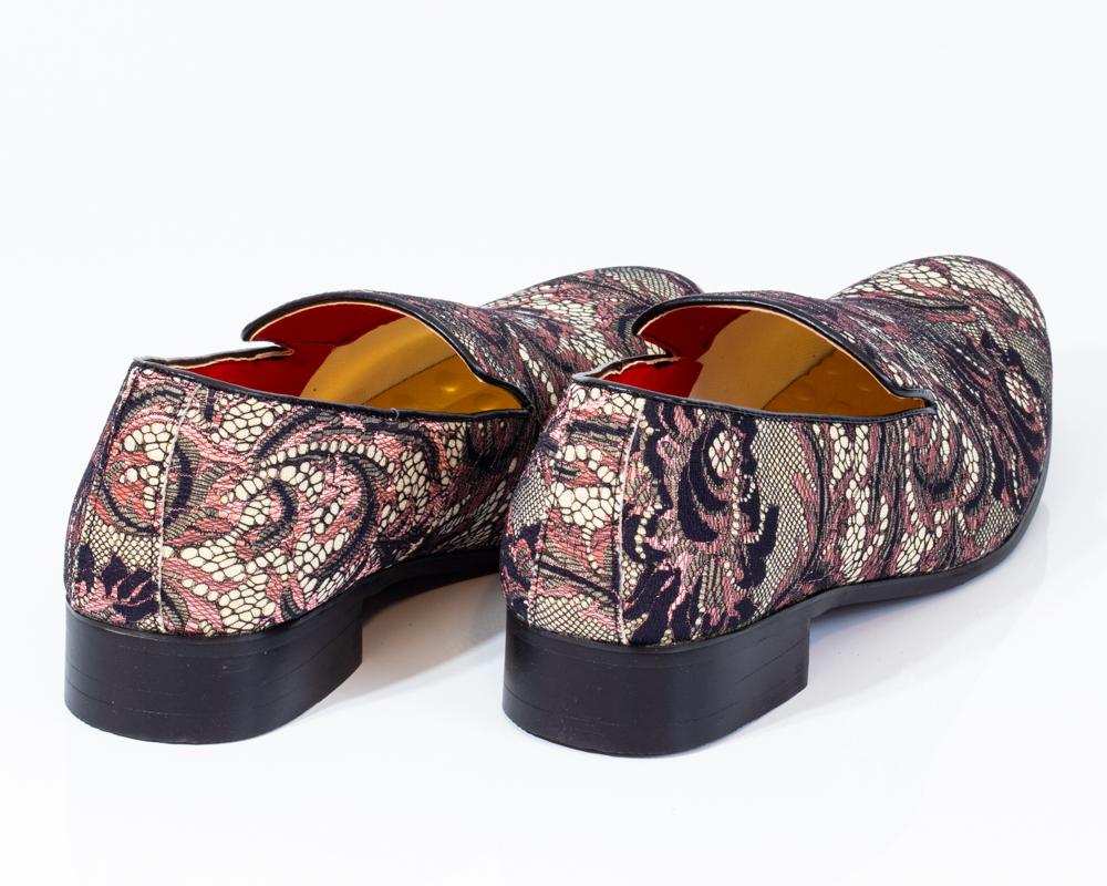 Premium Brown Multicolor Floral Textured Loafers for men designer slip