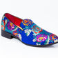 Premium Blue Multicolor Floral Loafers for men designer slip on casual