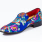 Premium Blue Multicolor Floral Loafers for men designer slip on casual