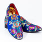 Premium Blue Multicolor Floral Loafers for men designer slip on casual