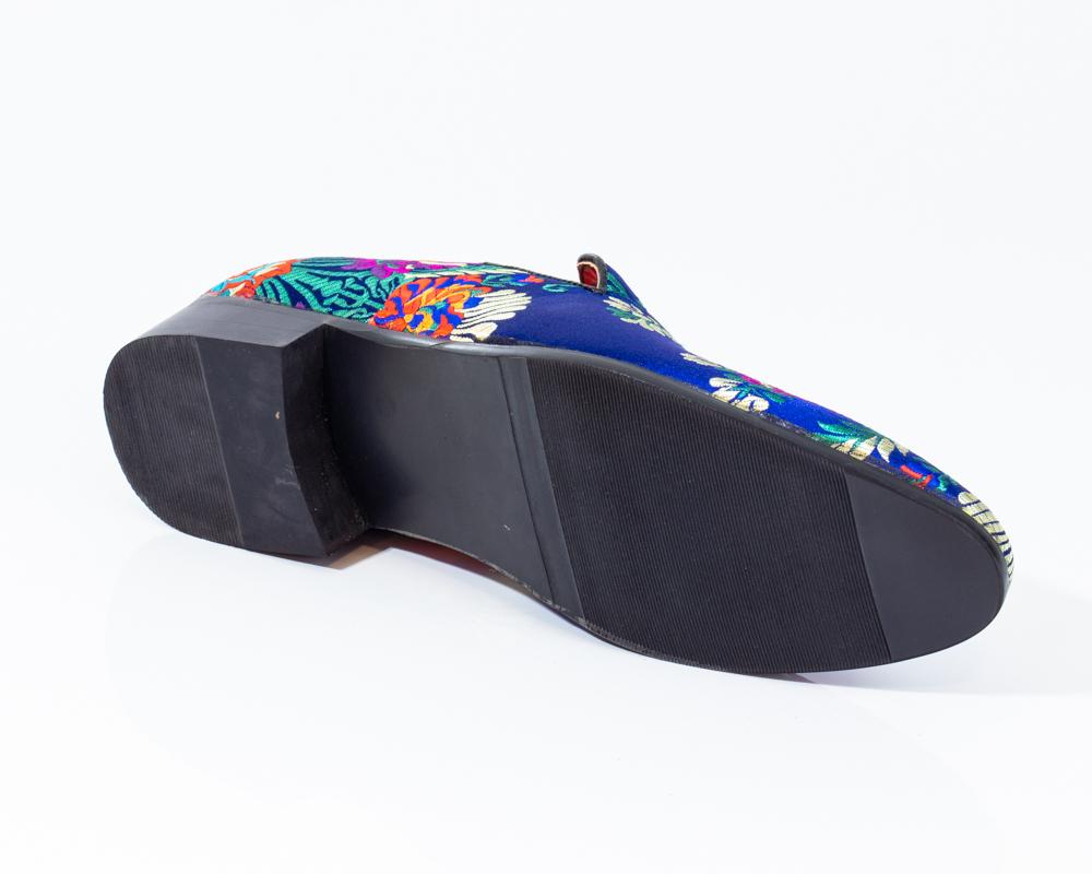 Premium Blue Multicolor Floral Loafers for men designer slip on casual