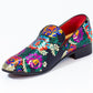 Premium Black Multicolor Floral Loafers for men designer slip on