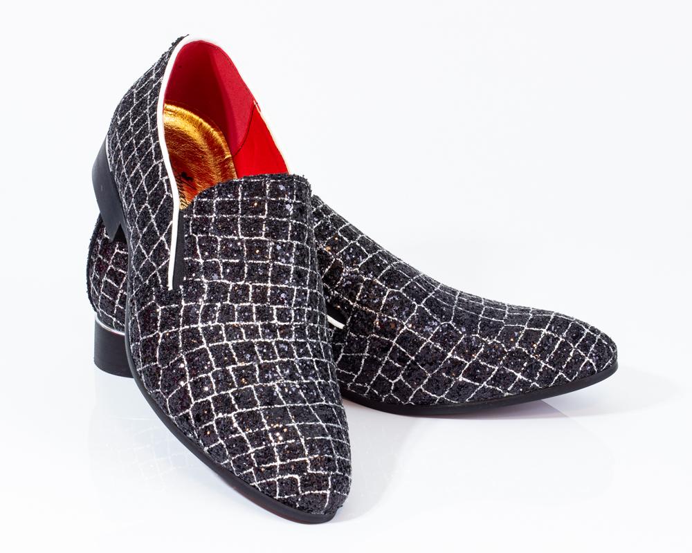 Premium Black And White Check Loafers for men designer slip on casual