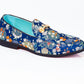 Premium Blue Golden Multicolor Loafers for men designer slip on casual