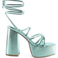 Anvil Metallic Block Heeled Lace Up Sandals