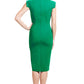 Adeline Sheath -  Notch neck sheath with high collar, front slit skirt