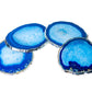 Agate Coasters with Silver Trim, Set of 4