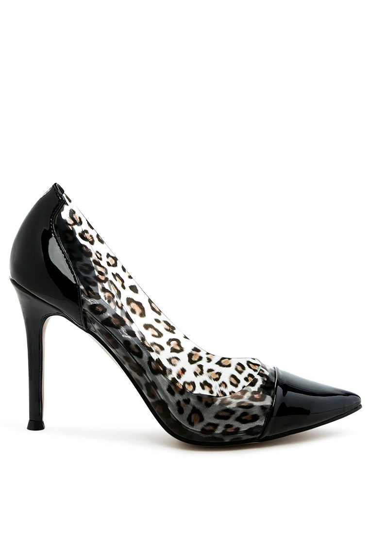Candace Clear Patent Faux Leather Detail Pumps