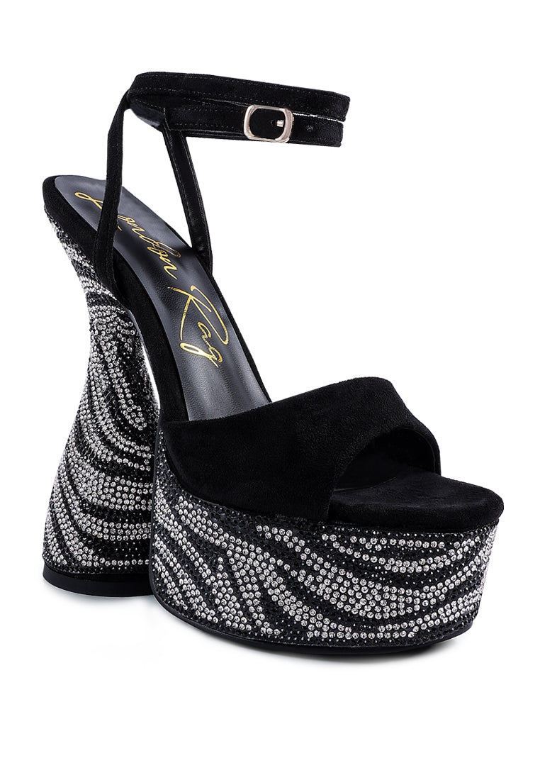 Backstage Rhinestone Embellished Ultra High Platform Sandals