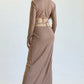 Long Sleeve Ribbed Maxi Dress with High-Neck & Cutout waist