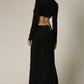 Long Sleeve Ribbed Maxi Dress with High-Neck & Cutout waist