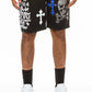 Bejewelled Chrome Skull Shorts EMS4107