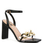 Bottom Kiss Chain Strap Italian Block Heel Sandals
