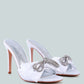 Brag In Rhinestone Embellished Bow Satin Heels