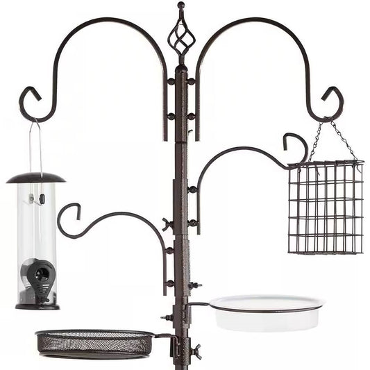 Complete Bird Feeder Set with Bronze Metal Stand Suet Water Bowl Tube
