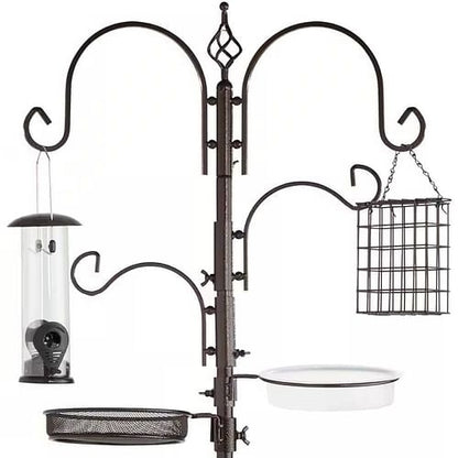 Complete Bird Feeder Set with Bronze Metal Stand Suet Water Bowl Tube