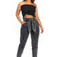 Bow Together Washed Denim Pants