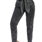 Bow Together Washed Denim Pants