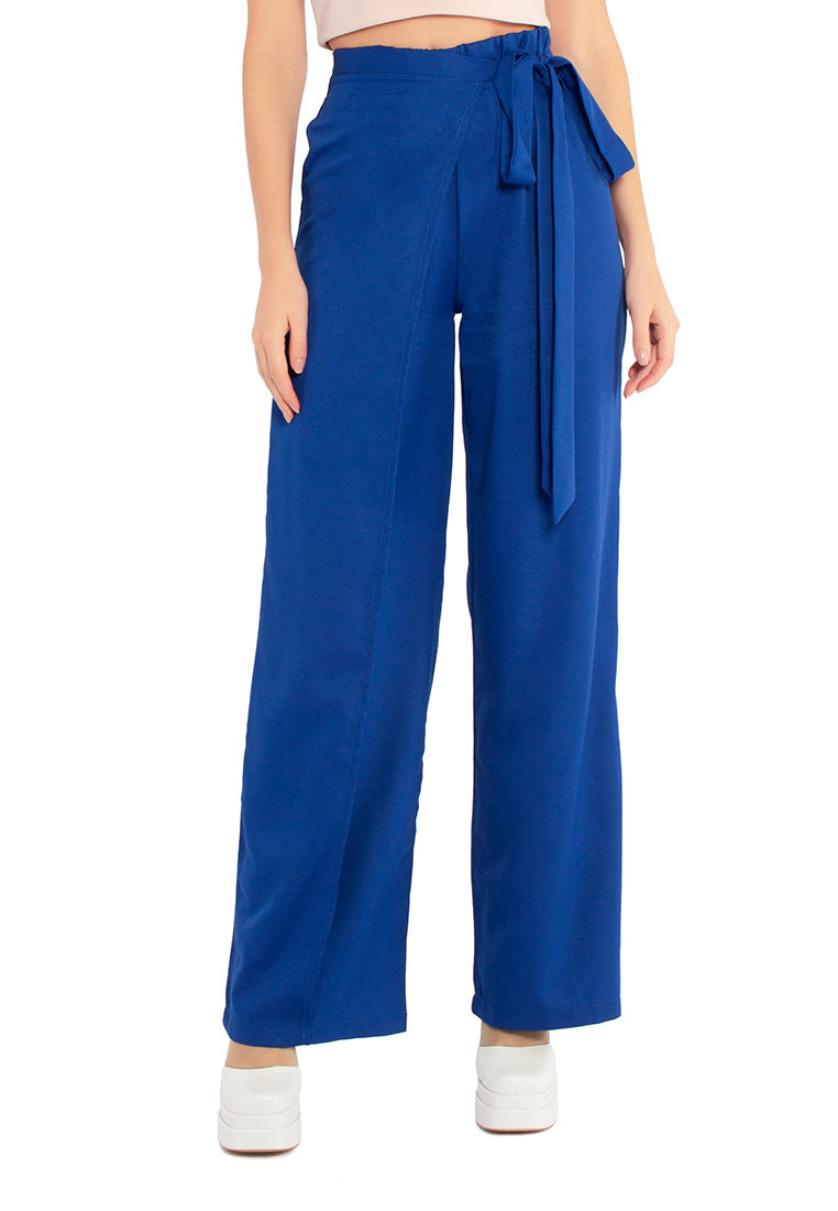 Belted Tie Wide Leg Pants
