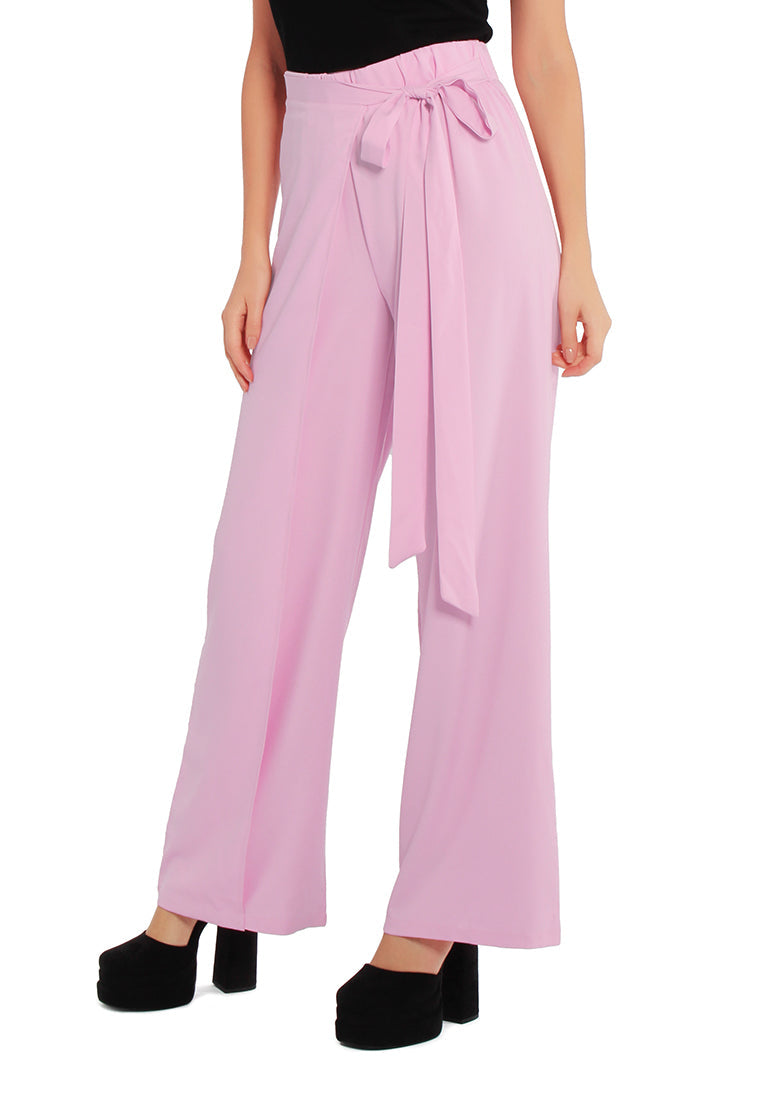 Belted Tie Wide Leg Pants