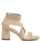 Benicia Elastic Strappy Block Heel Sandals