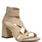 Benicia Elastic Strappy Block Heel Sandals