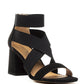 Benicia Elastic Strappy Block Heel Sandals