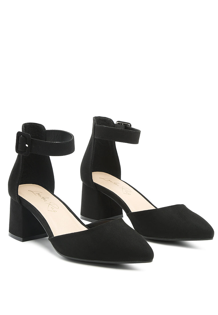 Nymph Faux Leather Low Block Heel Sandals