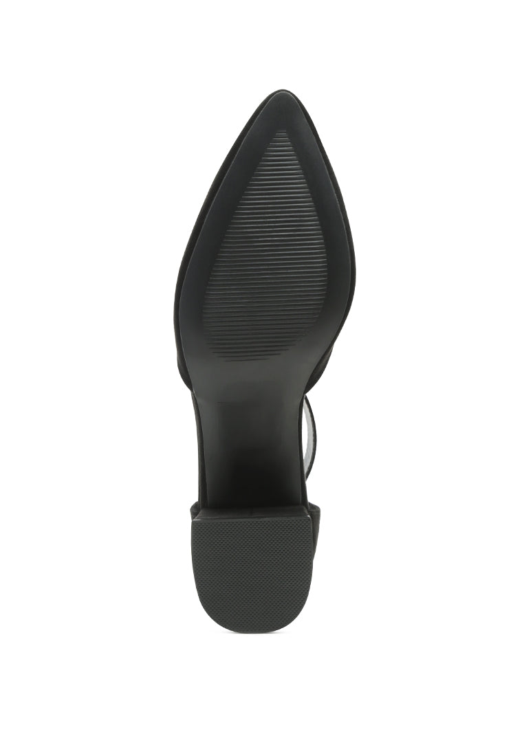 Nymph Faux Leather Low Block Heel Sandals